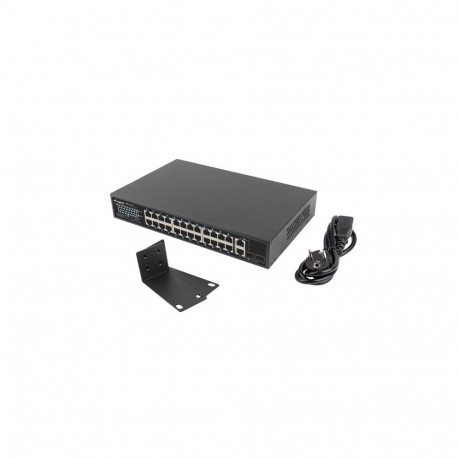 Lanberg võrgulüliti 24X 100MB PoE+/2X COMBO, rack 19", Gigabit Ethernet 250W