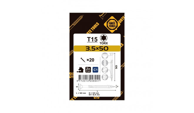 CHIPBOARD SCR T15 3.5X50 WHITE ZN20PCS