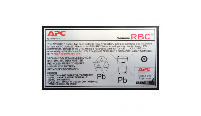 APC Replacement Battery Cartridge, Valve regulated lead–acid battery, 7Ah, 12VDC, 2-year warranty