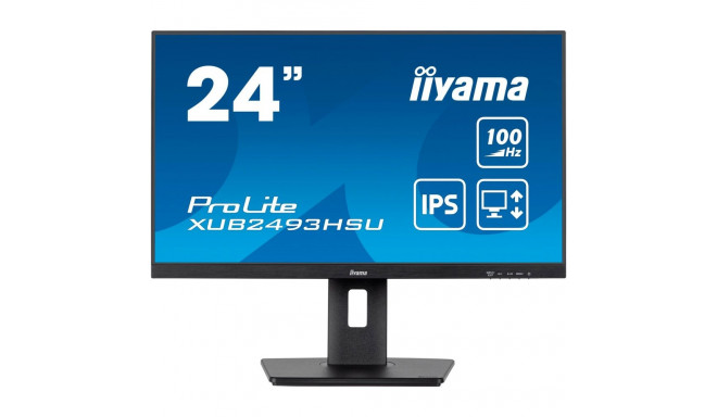 "61cm/24"" (1920x1080) Iiyama ProLite XUB2493HSU-B6 16:9 FHD IPS 100Hz 1ms HDMI DP Pivot Vesa Speake