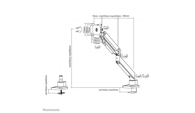 NEOMOUNTS lameekraani lauakinnitus (10-49") lauaklamber/kaabliauk