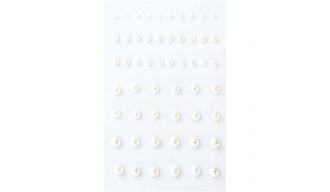 Poolpärl kleebised valge, 3-7mm, 54tk