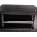 Wall cabinet 4U 600x600 black glass door