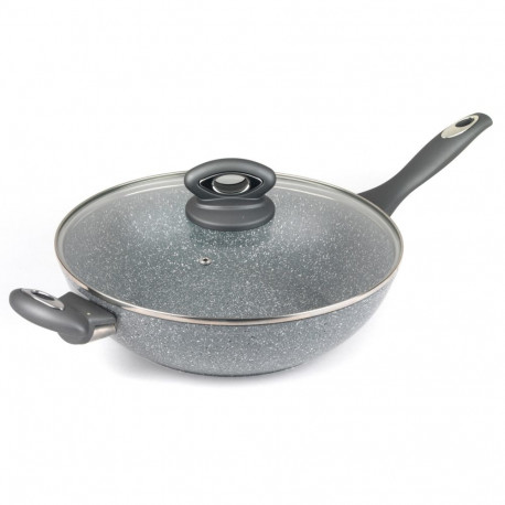 Salter BW02772G2MOR Marblestone Wok 28 cm, Grey