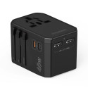 Choetech PD6045 USB-C USB-A 45W GaN cestovní nabíječka se zástrčkami US EU UK AU – černá