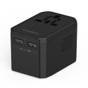 Choetech PD6045 USB-C USB-A 45W GaN cestovní nabíječka se zástrčkami US EU UK AU – černá