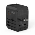 Choetech PD6045 USB-C USB-A 45W GaN cestovní nabíječka se zástrčkami US EU UK AU – černá