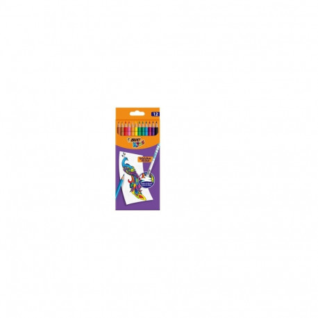 BIC Kids Evolution Illusion erasable pencil crayons box of 12 pcs