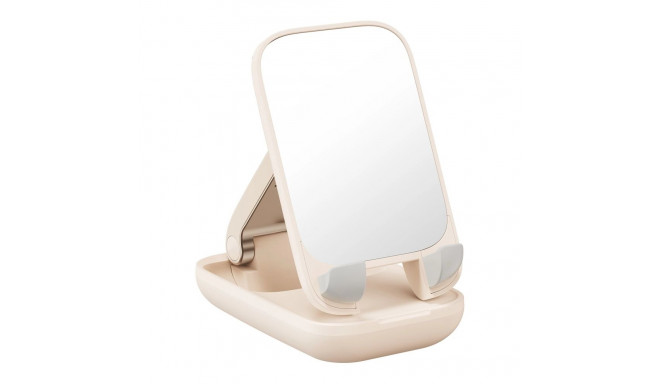 Adjustable phone stand with mirror Baseus Seashell Series - beige