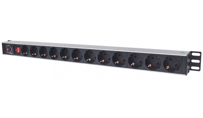 Intellinet vertikaalne rackmount 12-väljundiga toitejaotur (PDU), EU CEE 7/3 pistikupesad, sisse/väl
