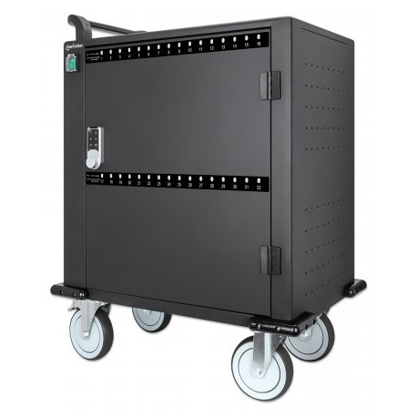 Manhattan iPad to 13", MacBook Air to 13" & Chromebook to 14" 32-bay Charging Trolley/Cart via USB-C