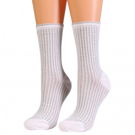 SOKISAHTEL MARCIANO valged sädelevad triibulised sokid 444