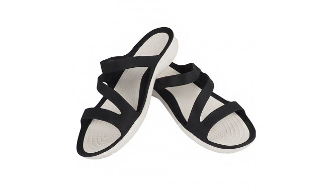 Klapki damskie Crocs Swiftwater Sandal W czarno-białe 203998 066 39-40