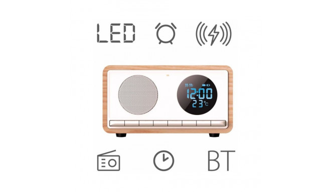Clock radio with wireless charger Manta RDI912W, white
