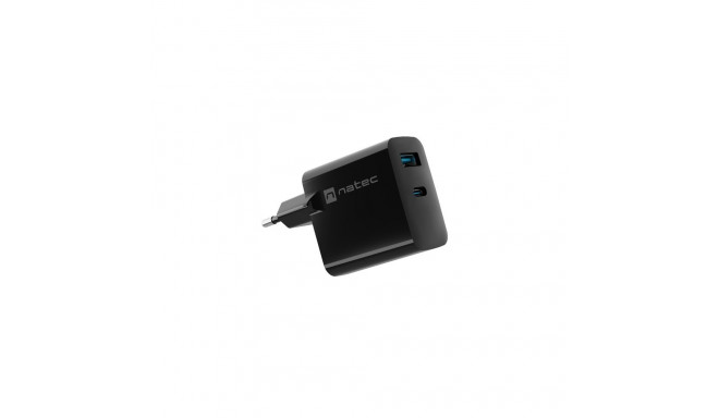 USB CHARGER NATEC RIBERA GAN 1X USB-A + 1X USB-C 65W BLACK
