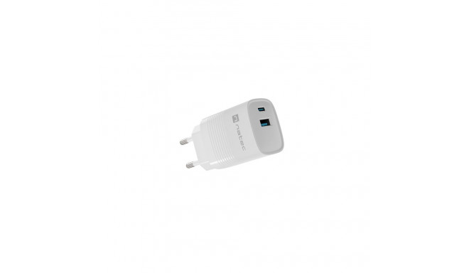 USB CHARGER NATEC RIBERA GAN 1X USB-A + 1X USB-C 30W WHITE