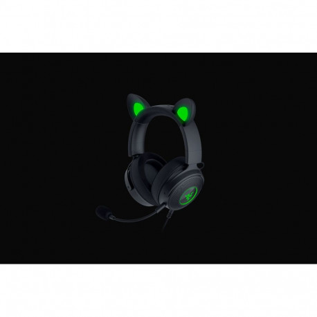 Razer Kraken V2 Pro Kitty Edition mustad juhtmega kõrvu katvad mänguri kõrvaklapid
