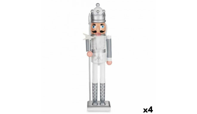 Decorative Figure Nutcracker White Silver Plastic 13,2 x 59,5 x 11,5 cm (4 Units)