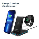 CANYON WS-304, Foldable 3in1 Wireless charger, with touch button for Running water light, Input 9V/2
