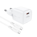 Acefast A73 Mini PD 20W GaN nástěnná nabíječka + USB-C kabel - bílá