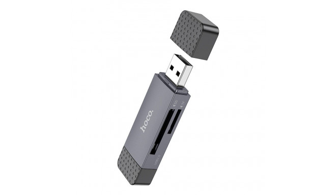 HOCO card reader 2in1 USB A + Type C 3.0 metal gray