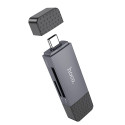 HOCO card reader 2in1 USB A + Type C 2.0 metal gray