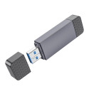 HOCO card reader 2in1 USB A + Type C 2.0 metal gray