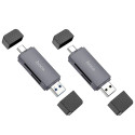 HOCO card reader 2in1 USB A + Type C 3.0 metal gray