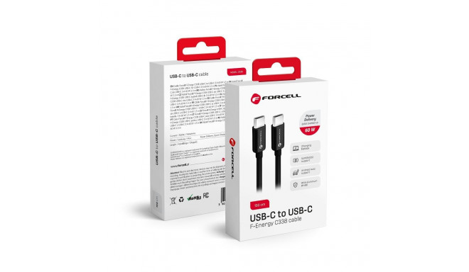 Cable USB C to USB C Forcell F-Energy QC4.0 PD 3A 60W 1,5 m C338 black