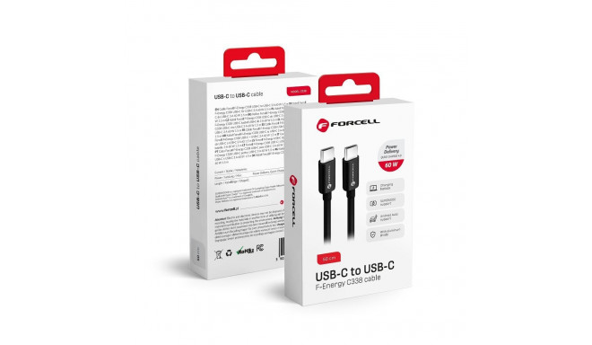 Cable USB C to USB C Forcell F-Energy QC4.0 PD 3A 60W 0,5 m C338 black