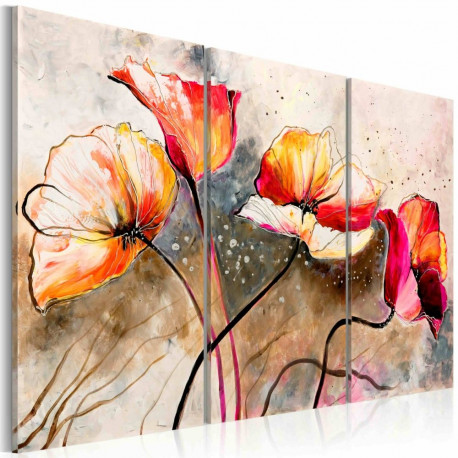 Käsitsi maalitud seinapilt - Poppies lashed by the wind - 120x80