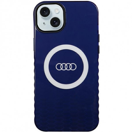 Audi case for iPhone 15 Plus 6,7" blue IML Big Logo MagSafe Case
