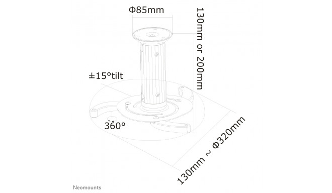 NEWSTAR PROJECTOR CEILING MOUNT (HEIGHT: 8-15 CM) 15 KG WHITE