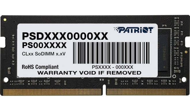 Patriot Signature laptop memory, SODIMM, DDR4, 16 GB, 3200 MHz, CL22 (PSD416G32002S)