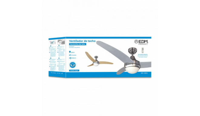 Ceiling Fan with Light EDM 33804 Egeo Silver 60 W