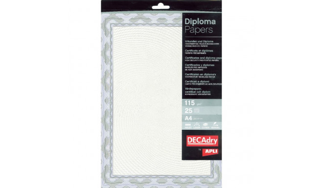 Disainpaber Certificate A4, sinine, 115g, 25 lehte, Apli