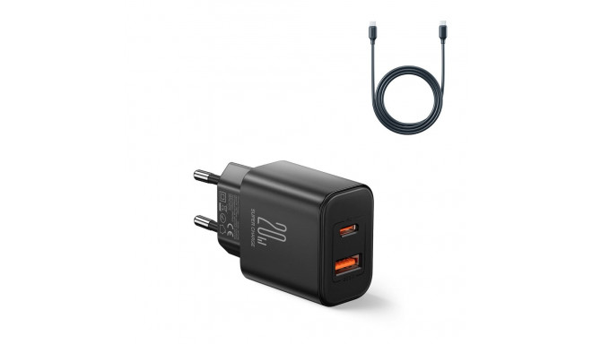 EU Joyroom JR-TCF05 20W USB-A USB-C charger + USB-C cable - black