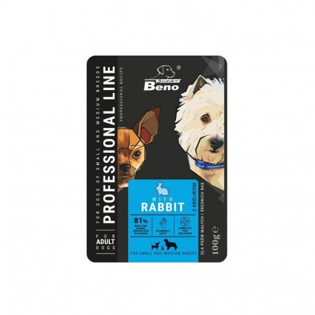 SUPER BENO Adult Small and medium Rabbit - Wet dog food - 100 g