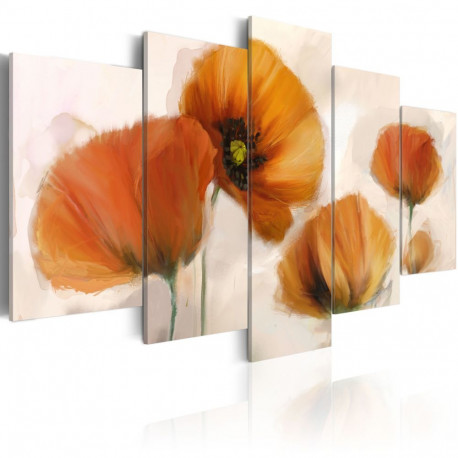 Seinapilt - Artistic poppies - 5 pieces - 100x50