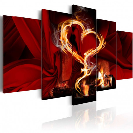 Seinapilt - Flames of love: heart - 100x50