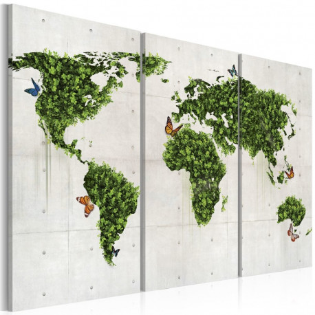 Seinapilt - Green land of butterflies - triptych - 90x60