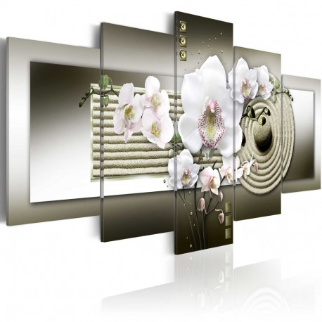 Seinapilt - Orchid and zen garden in grey - 200x100