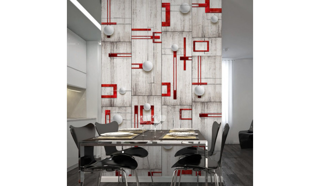 Fototapeet - Concrete, red frames and white knobs - 50x1000