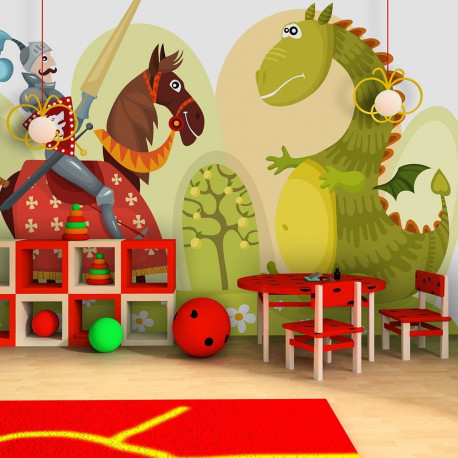 Fototapeet - Dragon and knight - 200x154