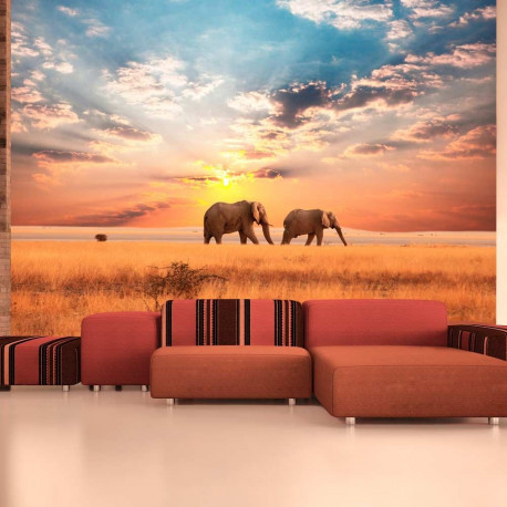 Fototapeet - African savanna elephants - 300x231