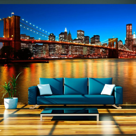 Fototapeet - Dusk over the Brooklyn Bridge - 350x270