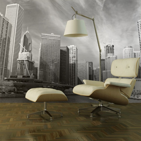 Fototapeet - Chicago skyline (black and white) - 400x309