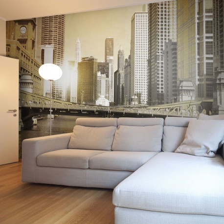 Fototapeet - Chicago's bridge (vintage effect) - 300x231