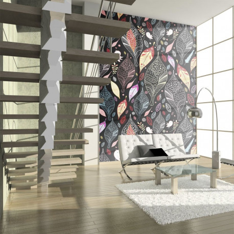 Fototapeet - Autumn leaves on black background - 350x270