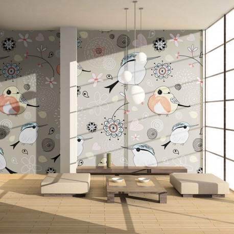 Fototapeet - Natural pattern with birds - 350x270